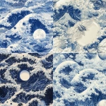 **stunning optical illusion, fukiyo-e, temple wave off of kanagawa, beetles and moon moth --tile --personalize hpod85c --stylize 350 --v 6.1** - <@382992103153598464> (fast, stealth)