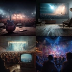 **Create a high-quality ultra-realistic photo background which is colour graded of a 1950s rock and roll concert. Have a large tv / screen on the right hand side near the edge of the picture which you can see the whole screen** - <@1168106068602261574> (fast)