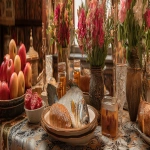 **viennoiserie photo , ultra, high defenition, room with a decorated table in the center, on the table there are flowers, pomegranate, fish, dates, honey and apple. It is for Jewish New Year, --ar 4:1 --v 7.0** - Upscaled by <@1108266962158633023> (fast)
-# Create, explore, and organize on [midjourney.com](<https://midjourney.com/imagine?from_discord=1>)