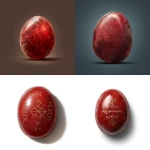 **a smooth oval matte red stone that looks like seaglass with magical runes inscribed on it, in the style of dungeons and dragons simple item illustration** - <@878478340170866709> (fast)