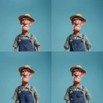 **cartoon character, farmer, wears a colourful farmers outfit, pixar artstyle --v 7.0** - Zoom Out by <@798906196995997708> (fast)