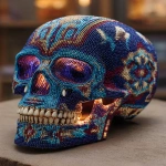 **patchwork beads telomere skull glowing LED Native American --s 250 --v 7.0 --ar 3:4** - Image #1 <@974789918188535848>
