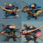 **<https://s.mj.run/HqidUmTreKs> cartoon archer character, exaggerated proportions, oversized bow and arrows, dynamic aiming pose, ultra-thick oil paint brush strokes, heavy impasto texture, expressive painterly style, vivid colors, visible paint smears and ridges, bold and rough strokes, dramatic lighting, stylized character design, oil painting on canvas, concept art --ar 4:5 --v 7.0** - <@843005989737201707> (fast)
-# Create, explore, and organize on [midjourney.com](<https://midjourney.com/imagine?from_discord=1>)