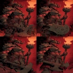 **A dungeons and dragons style comic book illustration of a muscular red female pit fiend devil holding a flaming mace and wearing a crudely crafted iron helm that covers her eyes, horns and spikes should come out of her dark red skin, bits of crude armor --v 7.0 --ar 2:3** - Pan Down by <@478047972412620803> (fast)