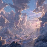 **Enchanted cirrocumulus clouds swirling above a floating crystal city, shimmering with iridescent light, dragons weaving through the sky, beams of golden and rose sunlight breaking through, magical particles glimmering in the air, ethereal and dreamlike atmosphere, ultra-detailed, 8k resolution, fantasy concept art, soft yet radiant lighting --ar 16:9** - Image #3 <@1298096806118428726>