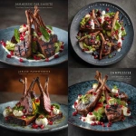 **<https://s.mj.run/SSYzXUleE9Q> use this style photography and create a plate of stunning Greek salad with 4 grilled lamb chops styled in a teepee and drizzled with garlic yogurt and pomegranate seeds. Michelin level artistry. Nuanced, polished, textured lifestyle style photo.** - <@1083267046139236443> (fast)