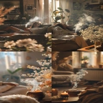 **Cozy living room, person resting on sofa, warm ambient light, gentle incense smoke, white Nag Champa flowers in the scene, relaxing and serene mood --ar 9:16 --v 6.0 --raw** - <@1350154422424043543> (fast)