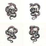 **A snake traditional old shcool skull tattoo design, white background** - Variations (Strong) by <@1289925671455559733> (fast)