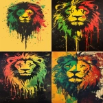 **rasta lion of judah , tri color (yellow , green, , red) lion dance stencil art, --ar 9:16** - <@943927621371170866> (fast)