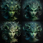 **an ancient eldritch sea goddess with green skin and demonic energy, attractive like a siren, portrait, zoomed out to include upper torso** - Remix (Subtle) by <@1102368940535066624> (fast)