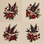 **A traditional old shcool tattoo design, white background** - Variations (Strong) by <@1289925671455559733> (fast)