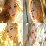 **Blond hair korean young women, gold, happy, pretty, cute --v 6.1 --ar 16:9** - <@1136199270224117860> (fast)
