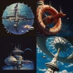**a retro future style alien megastructure inspired by Peter Elson being visited by small human spacecraft inspired by designs from the Cowboy Bebop anime. Also take inspiration from 80s and 90s space opera anime. --v 7.0** - <@270629448217264139> (fast)
-# Create, explore, and organize on [midjourney.com](<https://midjourney.com/imagine?from_discord=1>)