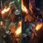 **a d&d dragonborn character, holding a sword and a scepter in each hand, breathing poison fire from his mouth, intense, action scene, 8k, 8k vivid, 8k ultra detailed, 8k ultra realistic, 8k cinematic, 8k hyper detailed, 8k hyper realistic, 8k photo realistic, 8k insanely detailed, 8k insanely realistic, 8k ultra high definition, 8k hyper high definition, 8k insanely high definition, 8k movie quality, --ar 16:9 --v 6.1** - <@413009047789240321> (fast)
-# Create, explore, and organize on [midjourney.com](<https://midjourney.com/imagine?from_discord=1>)