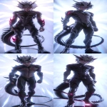 **Front view, Full body: A 17-year-old young man with skinny build, short white hair, red eyes, black scales, black tail, black horns on his head, white background, cool toned, 8K --ar 11:27 --sref <https://s.mj.run/IHYH7toCMgY> --niji 7** - Variations (Strong) by <@409716268476923920> (fast)