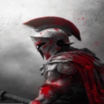 **side view of a black and white spartan 300 soldier covered in blood, blood splatters, Smokey grey background, high definition, --ar 2:3** - Image #4 <@348461091581591554>