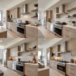 **interior design of a model unit showing the kitchen area. linear layout. all stainless appliances. chimney type range hood. stainless steel countertop with oak cabinets** - Variations (Strong) by <@1231814052913877045> (fast)
-# Create, explore, and organize on [midjourney.com](<https://midjourney.com/imagine?from_discord=1>)