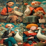 **modern vintage 3d lady gangsta NeRF cartoon duck made up of a beautiful opalized wood colors, smelling a flower, sitting on a tree stump --v 7.0 --p ojgx1bc 1dby126 besdyf1 qu45389 --iw .50 --no borders --ar 9:16 --s 450 --q 4 --c 3 --sref <https://s.mj.run/ZNY5NQsYZVA> <https://s.mj.run/fccnstbS8E8>** - <@1059292469474373672> (fast, stealth)