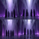 **sinister people in black robes in a futuristic city of stone with purple light, hyper-realistic,4k, --ar 16:9 --v 7.0** - Variations (Strong) by &lt;@364211162411171842&gt; (fast)