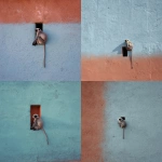 **<https://s.mj.run/ydE3Wc5bF6A> ultra-realistic, HD, minimalist mid shot photo of a soft light blue stone wall, there's a small rectangular hole on the wall and a gray langur monkey sitting on it. subtle film grain, fine texture detail. captured with a Fujifilm 50mm lens. --ar 4:5** - <@753364602561101955> (fast)