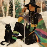 **Warrior witch thundersnowpunk with long braids and stylized warrior witch’s hat and cat companion in the snow --sref 1999999999 1999999991 416557976 2252558232 698008135 1078492728 2187294478 217414415 416417418 7337 80085 696969 47 73 97 100 --sv 4 --niji 6 --p grjlt42 --raw** - Image #2 <@948741381743083580>