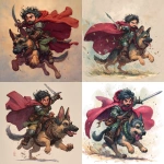 **dnd young male halfling with wilde black hair and short beard wearing a kilt and dark green armor with a flowing crimson cape paladin riding a german sheppard into battle wielding a scimitar** - <@700811337537814739> (fast)
-# Create, explore, and organize on [midjourney.com](<https://midjourney.com/imagine?from_discord=1>)