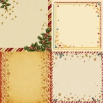 **simple, graphic design: light gold-color background , color blocked, candy cane border with imagery of stars and Holly** - <@1074888048279552010> (fast)