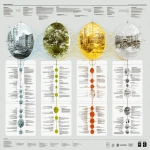 **architectural research matrix, four columns with interconnected data points, professional analysis grid, color coded categories, clean layout, design research visualization --ar 4:3** - Image #2 <@794327127260266516>