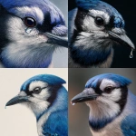 **blue jay, tear falling from eye** - <@1093173312164745367> (fast)