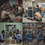 **hyper real, team of African IT field engineers setting up hardware, interior, leica q2, wide-angle, high detail** - <@622338080439009293> (fast)