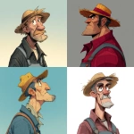 **cartoon character, farmer, profile picture, comicbook artstyle, clear lines --v 7.0** - <@798906196995997708> (fast)
