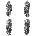 **Ultra-detailed black and grey realistic tattoo design of a Greek goddess shown in full body, standing in an elegant and powerful pose. She wears authentic ancient Greek garments (flowing chiton and himation), with realistic fabric folds and dynamic movement. Long, flowing hair, softly animated by the wind. Strong contrast between deep blacks and luminous highlights, dramatic chiaroscuro lighting, sculptural anatomy inspired by classical Greek statues, marble-like skin texture with realistic depth. Cinematic atmosphere, timeless and divine presence, highly detailed face with calm yet powerful expression. Vertical composition, tattoo-ready design, high contrast black and grey realism, no color, ultra sharp details, 8K quality, realistic shadows and highlights, epic and majestic mood.** - Variations (Strong) by <@1288967106481754123> (fast)