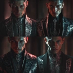 **A modern-day, contemporary man servant personification of the Evil Queen’s magic mirror, tall, pale, and elegant, wearing a sharp tailored suit with metallic accents, glowing silver eyes that reflect secrets, skin with a faint glass-like sheen, carrying an aura of mystery and obedience, blending fantasy and contemporary style, cinematic lighting, dark enchanted atmosphere, hyper-detailed, photorealistic --v 7.0** - Variations (Strong) by <@765789039839150090> (fast)
