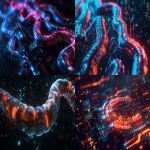 **digital interface of a website loading bar shaped exactly like a human colon, high-tech holographic design, glowing segmented progress sections, incomplete load with flickering lights and glitching pixels, system error visual, circuit and data-flow patterns within colon form, futuristic UI aesthetic, black background, cinematic lighting, ultra-detailed render --ar 16:9 --v 6.0 --raw** - <@1138484847065698314> (fast)