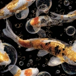 **gold and silver, koi, bubbles, liquid --tile --s 250** - Image #4 <@573333430973235221>