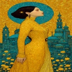 **Princess in castle with 🌈 🐲. Style of Moebius, Alphonse Mucha, and Maxfield Parrish. --c 45 --ar 1:2 --v 7.0 --s 750 --raw** - Image #3 <@344228814332887040>