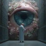 **cinematic. In a futuristic server room, a pig man looks closely at a single iris that has bloomed within a crack in a server. He is puzzled. Prophetic iris --s 750 --v 7.0** - Image #4 <@974789918188535848>