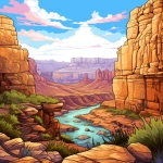 **coloring book cover drawing Grand Canyon, in the style of mixes realistic and fantastical elements, dreamlike illustrations, bloomcore, tasteful use of negative space, no text, sketchfab, adventurecore, magic realism --ar 83:107 --v 5.2** - Image #4 <@1144501518293282817>