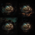 **make a detailed full body renaissance painting of the full body a middle eastern baby baby jesus sleeping in mid-distance in outerspace, with a ring nebula as his cradle. it's important to see the texture in the painting. the baby has brown skin, green eyes and has a keffiyeh around his neck. we can see the full body of the baby. shot with 24mm wide-angle lens** - Zoom Out by <@1004567301909118977> (fast)