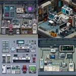 **pixel art spritesheet of high tech lab for a side scrolling game --v 7.0** - <@758874491680981014> (fast)