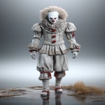 **Full-length image of a character, character asset on a gray background, 3D character on a gray background in full length, clown from the horror movie IT --ar 11:16 --s 250 --v 5.2** - Image #2 <@1075356562295635968>