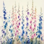 **A delicate watercolor painting of wildflowers, with pastel colors on a white background, focusing on the fine details and soft edges that give depth to each flower. The flowers include purple delphiniums, pink foxgloves, and blue forget-me-nots, creating a serene and naturalistic theme. There is an emphasis on the natural beauty of nature, with subtle shading and a sense of tranquility. This artwork would be perfect for home decor or interior design projects. --ar 128:75 --v 6.0 --s 250** - Image #4 <@756269320539209761>