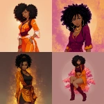 **cosmonautumnal Afrocentric Waifu --chaos 20 --p o9e8fmo --stylize 1000 --v 7.0 --draft --raw** - <@626244707957342208> (fast)