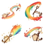 **imagine an actually fun daily theme about a cat holding a paintbrush with rainbow paint trail --niji 7 --no panopticon** - <@937851746712186921> (relaxed)