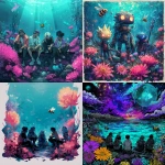 **chillin in a coral reef with friends, good vibes, wild flowers blooming, water bee's buzzing near flowers --v 7.0 --p fhf85hg** - <@1014843346700746762> (fast)