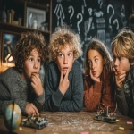 **Ultra-realistic photo, sharp focus, high resolution, distortion-free. Diverse group of children aged 10-12 gathered around a table, experimenting with a small science setup: a prism splitting light, a simple circuit, and a globe with sticky notes. Their faces show curiosity and wonder as they test ideas, pointing and discussing. Warm natural window light, soft bokeh background with chalk sketches of question marks, arrows, and simple diagrams (no text). Editorial look, natural skin tones, crisp textures, subtle lens flare as a spark of discovery, clean environment, no logos or brands. --ar 3:2 --quality 2 --s 250 --raw --v 7.0** - Upscaled by <@1108853965199769681> (fast)