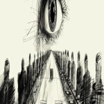 **pencil sketch, black and white, surreal metaphorical artwork, a long boardroom table with executives seated, above them looms a giant Eye of Sauron in its tower watching, eerie but stylized, symbolic of board observer trap, sketchbook style, visible pencil strokes, crosshatching, high contrast, dramatic and thought-provoking --ar 5:1 --v 6.0 --raw** - Image #2 <@1050631111002296333>