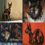 **josé clemente orozco style Tortie cat --ar 8:5** - <@409716268476923920> (fast)