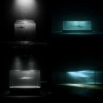 **Glass tank fading into darkness, faint shark silhouette disappearing, minimal cinematic symbolism --ar 9:16 --raw** - <@1355677392592441550> (fast)