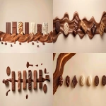 **Editorial-style premium chocolate packaging image, extra-wide horizontal composition (36x15 cm), warm cream backdrop with subtle chocolate drizzle melting from the top edge, modern and artistic. Six closed chocolate packages arranged in an asymmetrical yet balanced layout, slightly floating and angled, creating movement and visual rhythm, not aligned, very aesthetic. Chocolates: KitKat, Kinder Bueno, M&M’s, Hershey’s Cookies and Cream, Oreo, Cadbury Dairy Milk. Clean luxury mood, soft highlights, realistic materials, negative space, no typography, high-end brand photography. --ar 12:5 --v 6.0 --raw** - <@1230385507213639740> (fast)